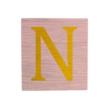 Imagem de Cubo Rosa Bebê Letra Amarela Festa Chá de Bebê Decoração 8x8x8 Cm Mdf 