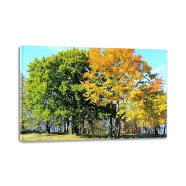 Imagem de Decoração de arte de parede de floresta - impressões em tela de cenário de outono - árvores caídas - arte impressa em tela grande pronta para pendurar - Imagens de decoração para sala de estar 80 x