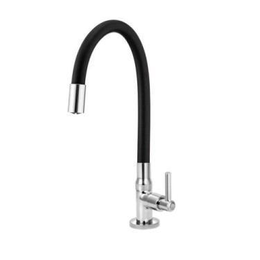 Imagem de Torneira Para Cozinha De Parede Bica Flexível Gourmet Preto CasaGrande