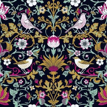 Imagem de BaoHArtHome Papel de parede William Morris Peel and Stick Papel de parede de contato vintage floral escuro vitoriano moderno pré-colado papel de parede de vinil autoadesivo 5,4 m x 2 m