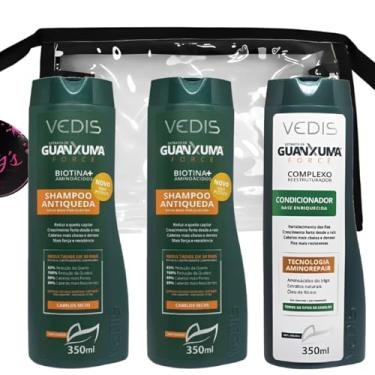 Imagem de Kit Anti Queda 2 Shampoo Cabelo Seco Guanxuma + Condicionador Cabelos Volumosos, Fortes e Resistentes