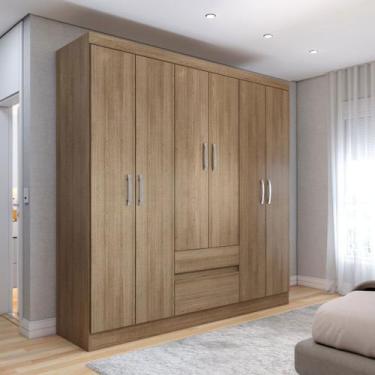 Imagem de Guarda-Roupa Casal Las Vegas 6 Portas 2 Gavetas Nature - Panorama Móve