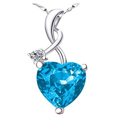 Imagem de Uloveido Pingente de coração de cristal de cor prata colar infinito zircônia cúbica joia de dia dos namorados para mulheres Y1070, Medium, Metal, Zircônia cúbica