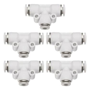 Imagem de HARFINGTON 5 peças de encaixes push to connect tubo de 1/4 polegada OD x 5/32 polegadas OD, kit de encaixe pneumático de mangueira de ar de conexão rápida de plástico T reduzindo 3 maneiras conector