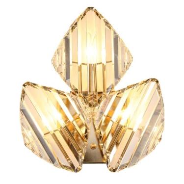 Imagem de Luminária de parede de arandelas douradas, arandela de cristal, luminárias de parede modernas, luminária de parede interna, arandela de cristal elegante, para quarto, corredor, sala de estar