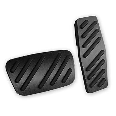 Imagem de LEXLEY 2 peças de pastilhas de pedal de freio a gás de alumínio antiderrapantes, capas de pedal acelerador sem perfuração para Chevrolet Chevy Blazer 2019 2020 2021 2022 2023 2024 2025-PRETO
