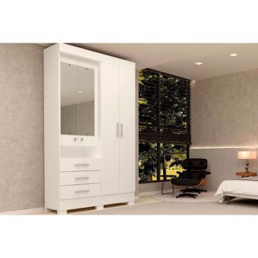 Imagem de Roupeiro acp Débora 4 Pts 3 Pts c/Espelho Branco