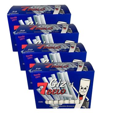 Imagem de Kit 4 Caixas de Giz Lousa Escolar Branco Plástificado 200 Un