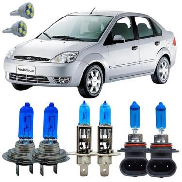 Imagem de Kit Lampadas Super Branca 8500k Fiesta 2007 A 2011 + Led T10 - Cinoy/Q