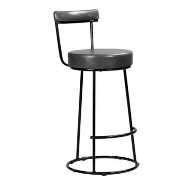 Imagem de Kit 2 Unid Banqueta Alta Aço Balcão Bar Cozinha Gourmet Salaone, PRETO