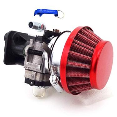 Imagem de Carburador TC-Motor de 15 mm de carburador vermelho filtro de ar coletor de tubo de entrada de liga para 2 tempos 33 cc 43 cc 49 cc 50 cc 52 cc moto Goped EVO Gas Scooter olho de gato bicicleta