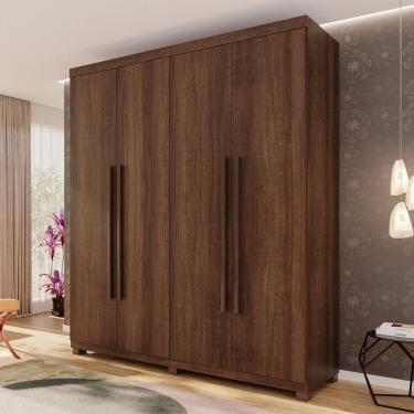 Imagem de Guarda-roupa 4 Portas 3 Gavetas com Pés Fenix Espresso Móveis Imbuia