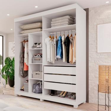 Imagem de Guarda-roupas Closet Casal 3 Gavetas com Pés Blumenau Branco