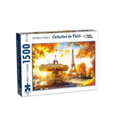 Imagem de Quebra Cabeça Carrossel de Paris Torre Eiffel 1500 Peças +10 Anos Pais e Filhos