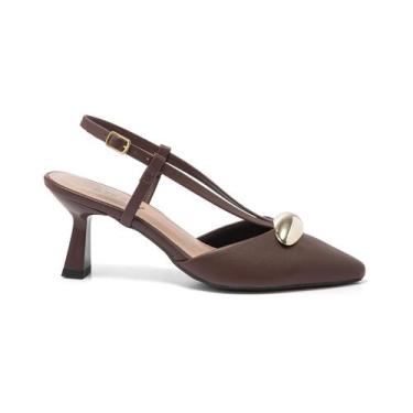 Imagem de Slingback Scarpin Feminino Sapato Salto Baixo Taça 6cm Lesma Elegante 