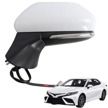 Imagem de Marretoo Para Toyota Camry Conjunto de Espelho Retrovisor Lateral Driver 2018 2019 2020 2021 2022 2023 2024 | Branco Potência | Aquecido | Sinal de seta |Substitui TO1320367| (Energia + LÂMPADA +