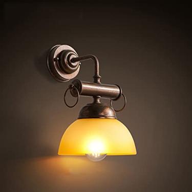 Imagem de HOSETEON Luz de parede europeia retro industrial yle ferro, arandela de vidro antigo - lâmpada de decção nt, luz de leitura montada na parede interior abajur de vidro arandela, a luz é brilhante, mas