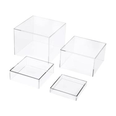 Imagem de WeiLaiKeQi 4pcs Cubo acrílico Caixa de exibição Riser Nest Riser Stands para riser de buffet de tabela para catering figuras Cosméticos