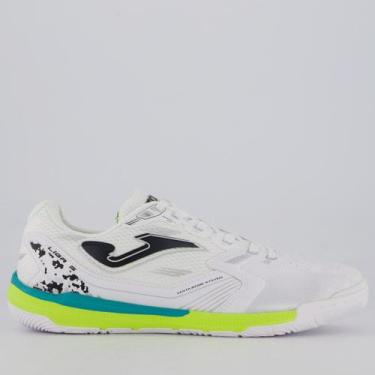 Imagem de Chuteira Joma Liga 5 Futsal Branca, Verde e Preta, 41