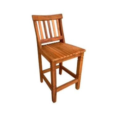 Imagem de Banqueta Baixa com Encosto Conforto Madeira Maciça de Demolição  Natur