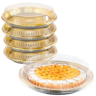Imagem de EWAFILU 5 Peças De Recipientes Descartáveis Plástico 12'' Para Tortas Com Tampa Transparente, Redondos Guardar Tortas, Caixas Sobremesa Pizza Armazenar Alimentos Assados E Preparados