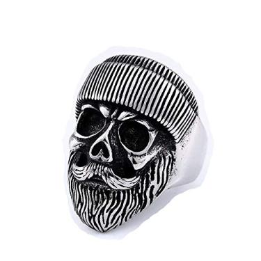 Imagem de ZMY Home Anel de aço inoxidável genuíno para homens, moda punk motociclista caveira anéis, Metal