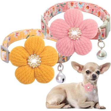 Imagem de Coleira de cachorro COZIRAE pequena com flor para cadela (rosa + amare