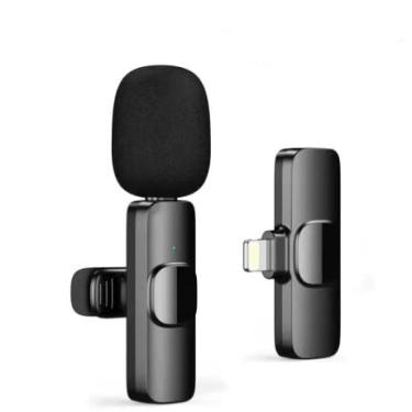 Imagem de Microfone de Lapela Sem Fio Tipo C/Android para Gravação de Vídeos Transmissões ao Vivo Vlogs Reuniões Redução Ruído Conexão Plug-and-Play Áudio Cristalino 2 Entradas de Conexão Recarregável