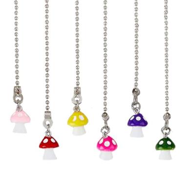 Imagem de DICOSMETIC 6 peças, extensão de corrente de puxar para ventilador de teto, 6 estilos, corrente de aço inoxidável, pingente de corrente de puxar de cogumelo fofo para ventilador de iluminação de parede