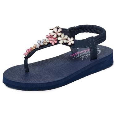 Imagem de Skechers Sandália feminina margarida de vidro para meditação, Azul-marinho multi, 37