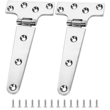 Imagem de ORLANG Dobradiças de escotilha de barco de aço inoxidável 316, dobradiça marinha polida de 15,2 cm x 7,6 cm (150 x 74 mm), dobradiças pesadas com parafusos, para barcos, iates, portas, convés, janelas