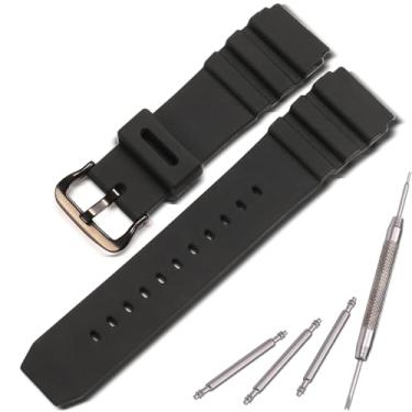 Imagem de Pulseira de silicone para relógio compatível com Casio série MDV106 AMW320R AMW320D pulseira unissex de 22 mm (fivela preta)