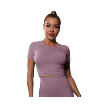 Imagem de Camiseta Esportiva Feminina Sem Costura - Ideal para Ioga, Fitness e T