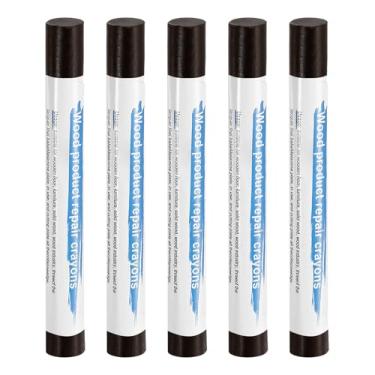 Imagem de HARFINGTON 5 peças de bastões de enchimento de madeira, cera de madeira, retoque de móveis, gizes de cera de reparo para madeira, nogueira preta