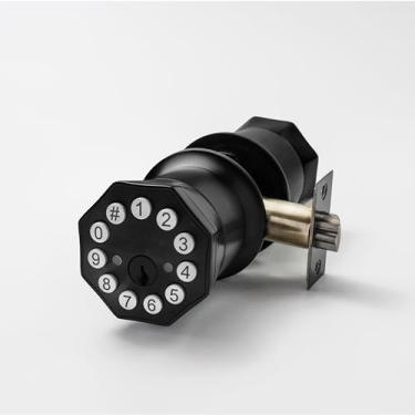 Imagem de Maçaneta de porta com teclado e chave, fechadura de porta de entrada sem chave, desbloqueio digital inteligente por senha/chaves/backuplock USB, maçaneta eletrônica para casa, quarto, apartamento,