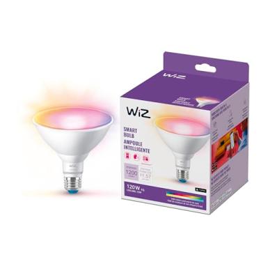 Imagem de WiZ Lâmpada inteligente LED colorida PAR38 120W - Pacote com 1 - E26, interna/externa - Conecta ao seu Wi-Fi existente - Controle com voz ou aplicativo - Funciona com atalhos Google Home, Alexa e Siri