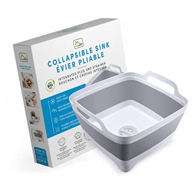 Imagem de Home Spirit Pia dobrável, frigideira portátil, lavatório para prato, frutas, legumes, têxteis, panos, bebidas, alça integrada, plugue e coador, capacidade de 9 L
