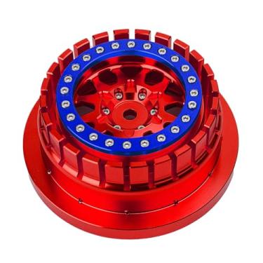 Imagem de BeaxTurbo Racing Upgrade Parts RC CNC Aluminum Beadlock Wheel V2 Proline Hyrax Tire for Traxxas UDR 1/7 RED 1pcs (red/Blue)