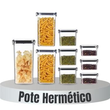 Imagem de Liz KO Kit 9 Organizador Potes Herméticos com Trava Tampa Empilhável para Gavetas Armarios Dispensa Cozinha
