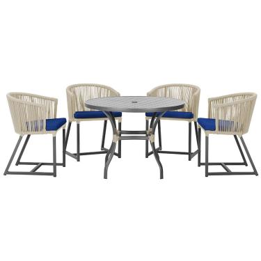 Imagem de Mesa com 4 Cadeiras de Jantar Roma 100cm e Noronha em Aluminío