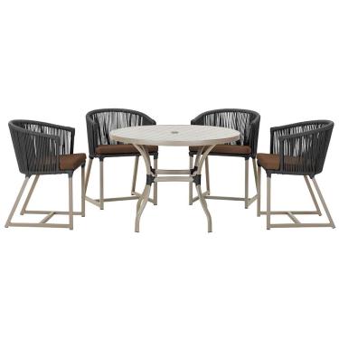Imagem de Mesa com 4 Cadeiras de Jantar Roma 100cm e Noronha em Aluminío