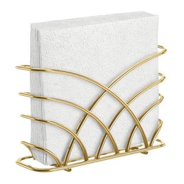 Imagem de Porta-guardanapos de ouro - Porta-guardanapos de metal luxuoso para decoração de mesa, cozinha e jantar, acessórios de cozinha dourados elegantes e decoração de mesa, ideal para decorações de casa