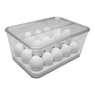 Imagem de Organizador Geladeira Porta Ovos Com Tampa Armazena Até 36 Unidades Cozinha