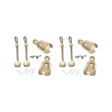 Imagem de Cross Land Pacote com 2 Kit de elástico universal para persianas – Conjunto de para-sol externo/interno – Cabo resistente ao vento para sistemas de manivela ou tração – Bege