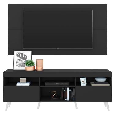 Imagem de Rack Com Painel Tv 65" Retrô Flórida Multimóveis V3133 Preto/Branco Preto/Branco