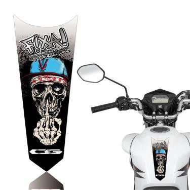 Imagem de Adesivo Faixa Gravata Tanque Moto Cg 125/150/160 Titan Fan Start Caveira Fixa Cor Preto