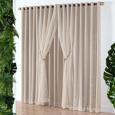 Imagem de Cortina Iris 2 Metros Semi Blackout Sala Quarto Para Varão - Bege