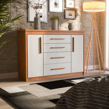 Imagem de Cômoda 2 Portas 4 Gavetas Elegance Freijó -off-white