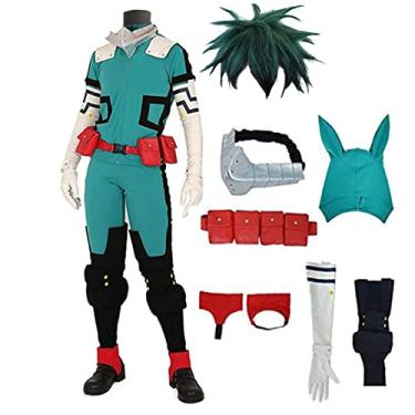 Imagem de TMSREBU Midoriya Izuku Fantasia Cosplay Uniforme Macacão Verde Batalha Conjunto Completo, Roupa Midoriya Izuku com peruca, XXG