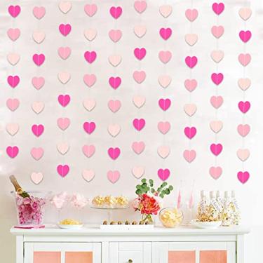 Imagem de Zwiebeco Guirlanda De Corações Rosa 52 Pés, Faixa Papel Para Pendurar, Serpentina Chá Bebê, Aniversário, Noivado, Casamento, Despedida Solteira, Decoração Quarto Infantil E Casa